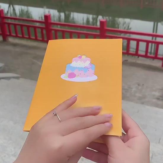 Birthday Cake with Butterflies Pop Up Card