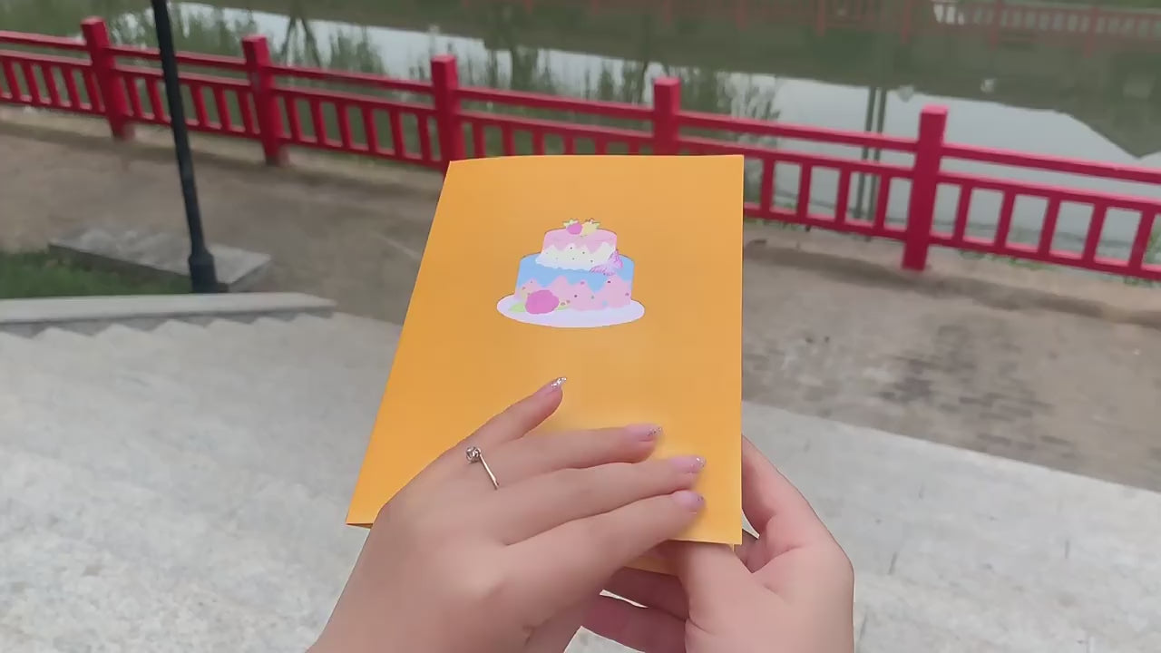 Birthday Cake with Butterflies Pop Up Card