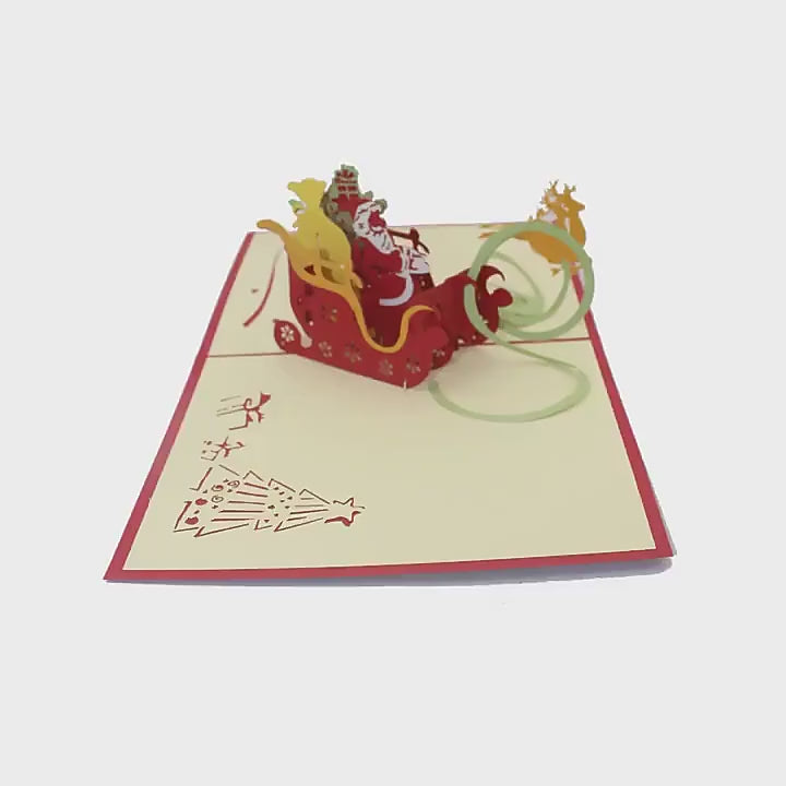 Santa in Sleigh Christmas Pop Up Card