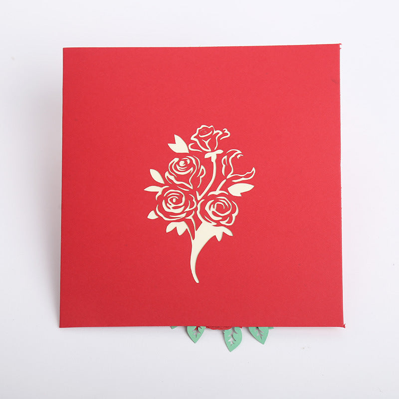 Red Roses Bouquet Pop Up Card