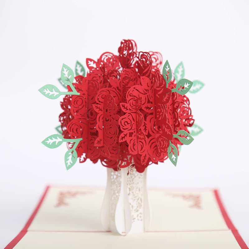 Red Roses Bouquet Pop Up Card