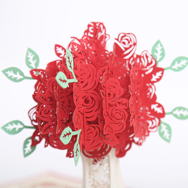 Red Roses Bouquet Pop Up Card