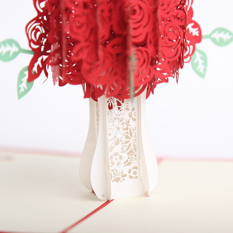 Red Roses Bouquet Pop Up Card