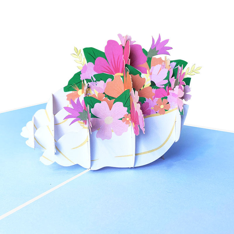 Flowers in Sea Shell Pop Up Card