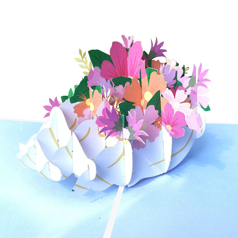 Flowers in Sea Shell Pop Up Card