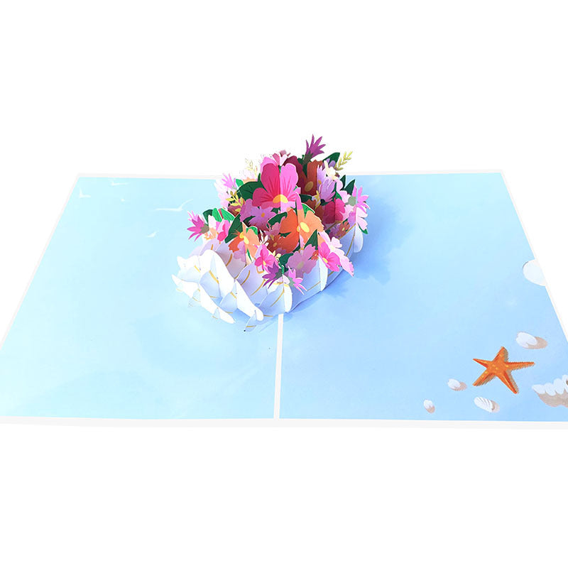Flowers in Sea Shell Pop Up Card