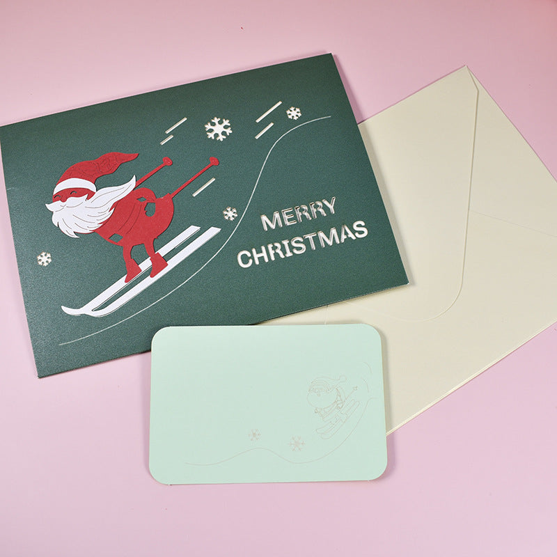 Skiing Santa Pop Up Card - Chrsitmas Card