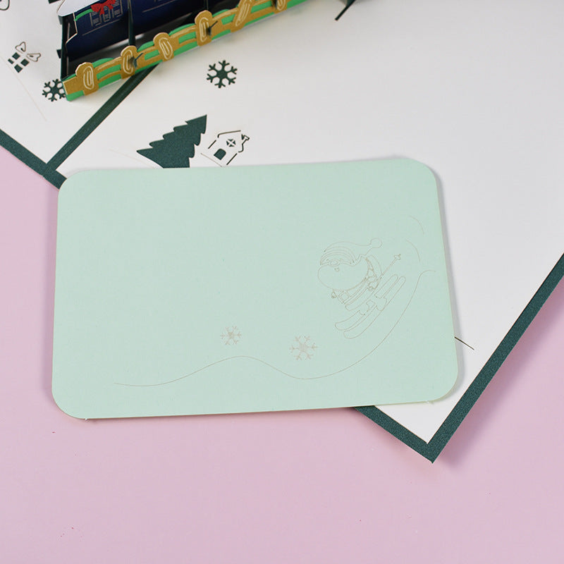 Skiing Santa Pop Up Card - Chrsitmas Card
