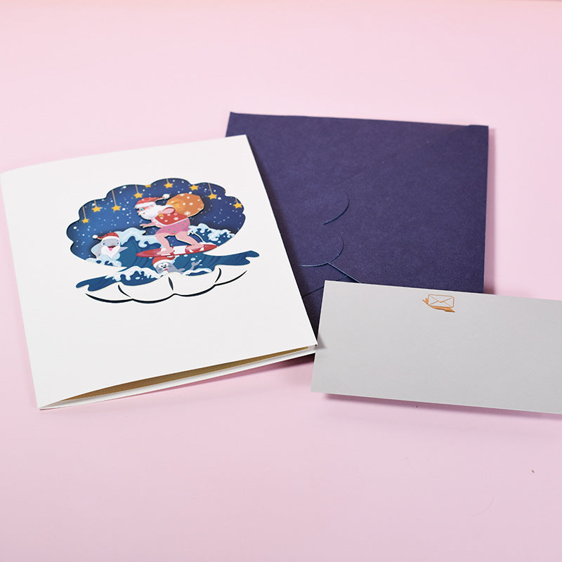 Surfing Santa Pop Up Card