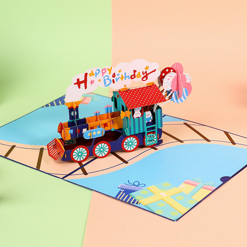Birthday Pop Up Card - Happy Train