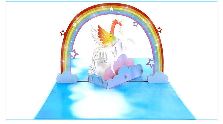 Rainbow Wings Unicorn Pop Up Card