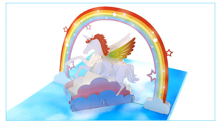 Rainbow Wings Unicorn Pop Up Card