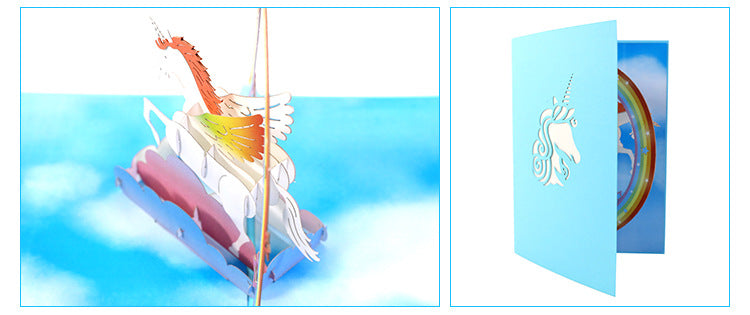 Rainbow Wings Unicorn Pop Up Card