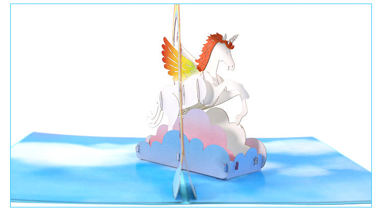 Rainbow Wings Unicorn Pop Up Card