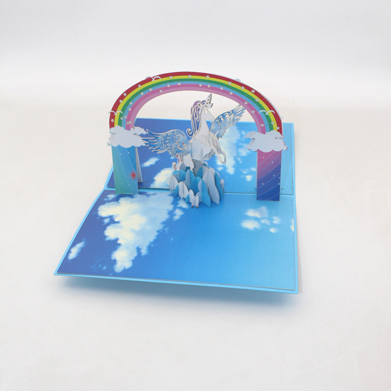  Blue Wings Unicorn Pop Up Card