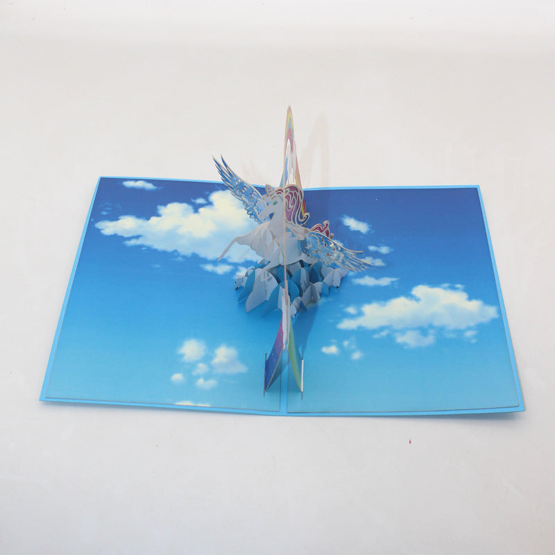  Blue Wings Unicorn Pop Up Card