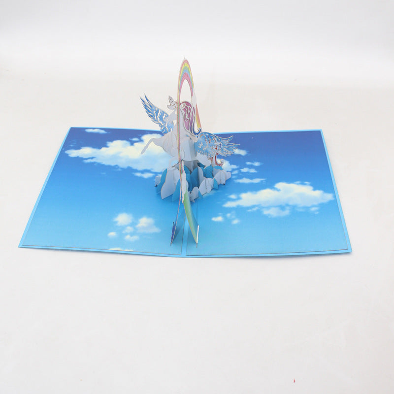  Blue Wings Unicorn Pop Up Card
