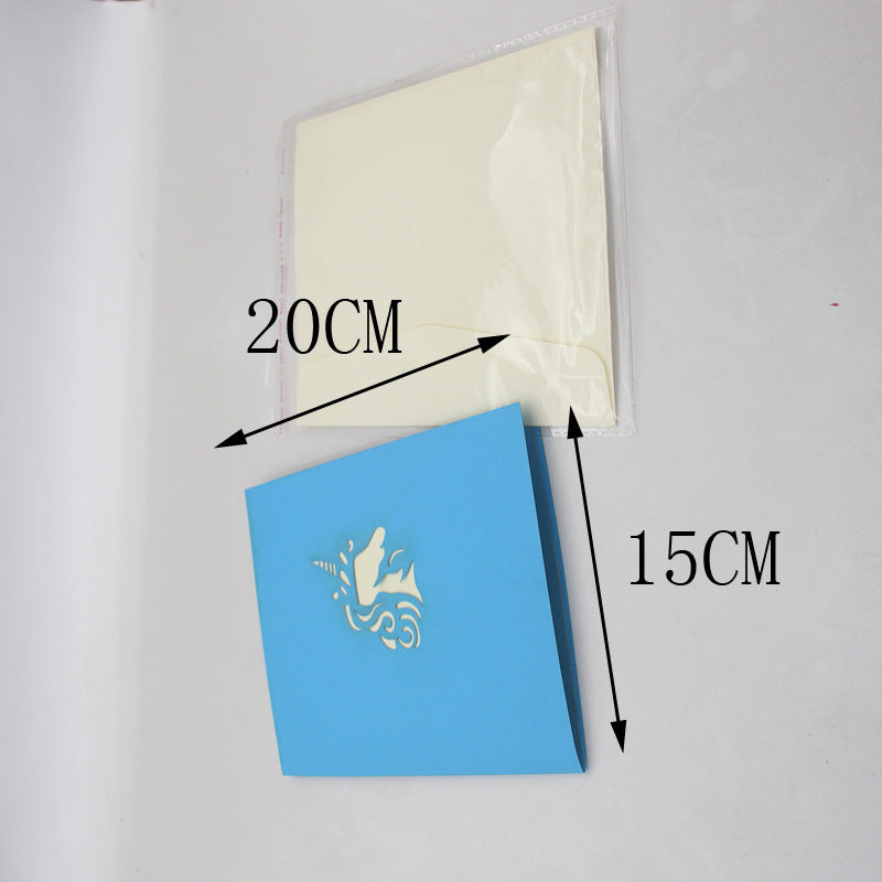  Blue Wings Unicorn Pop Up Card
