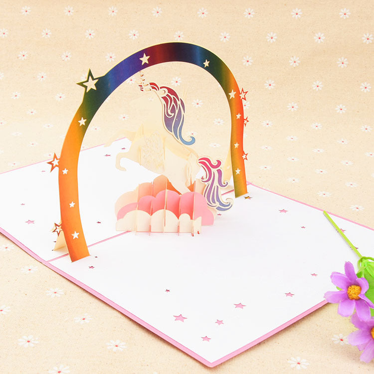  Pink Unicorn Pop Up Card