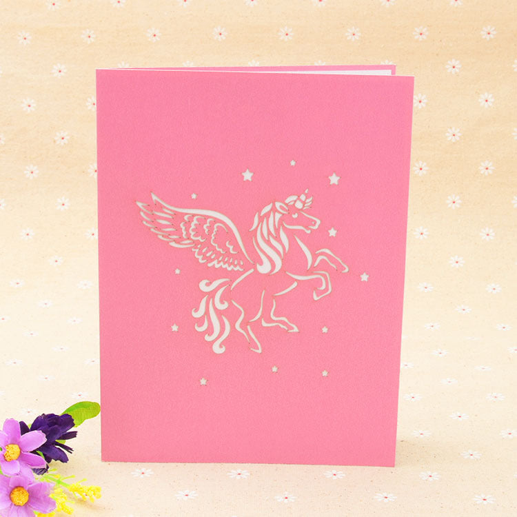  Pink Unicorn Pop Up Card