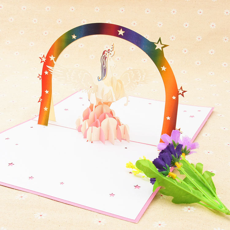  Pink Unicorn Pop Up Card