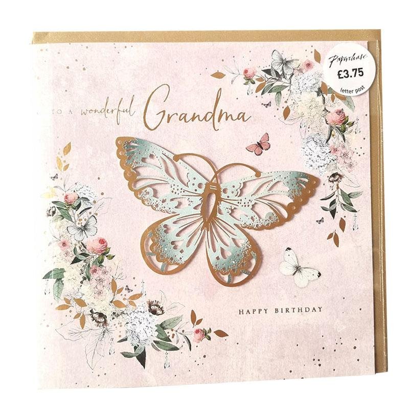 Birthday Card for Grandma - Butterfly - Q&T 3D Cards and Envelopes