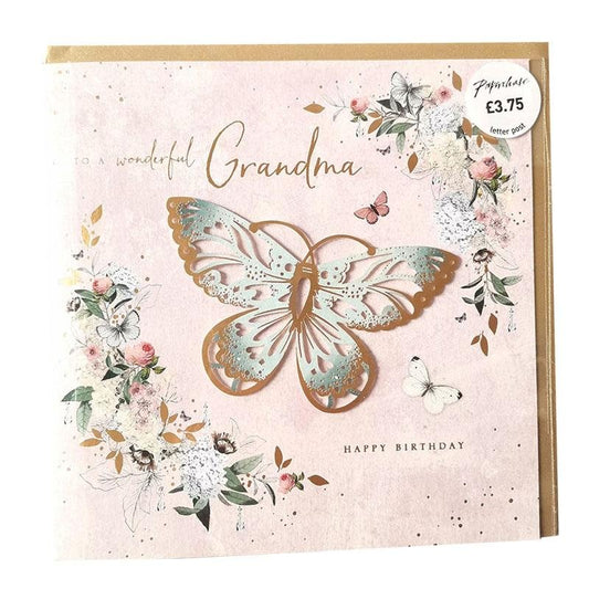 Birthday Card for Grandma - Butterfly - Q&T 3D Cards and Envelopes