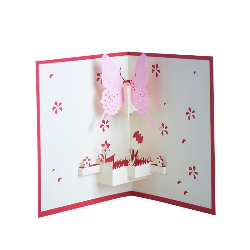 Blue or Pink Butterfly Pop Up Card - Q&T 3D Cards and Envelopes