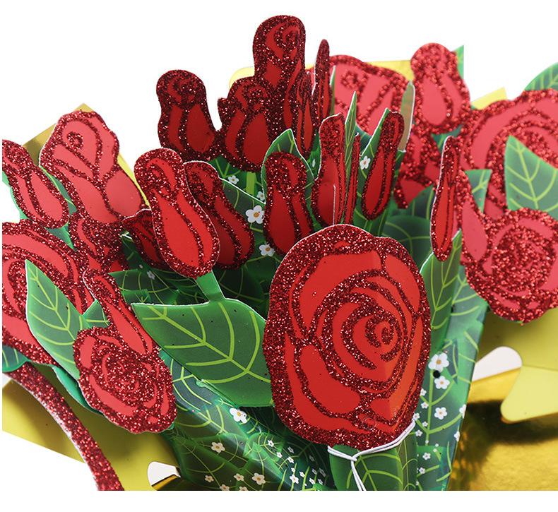 Bouquet of Roses Pop Up Card - Q&T 3D Cards and Envelopes