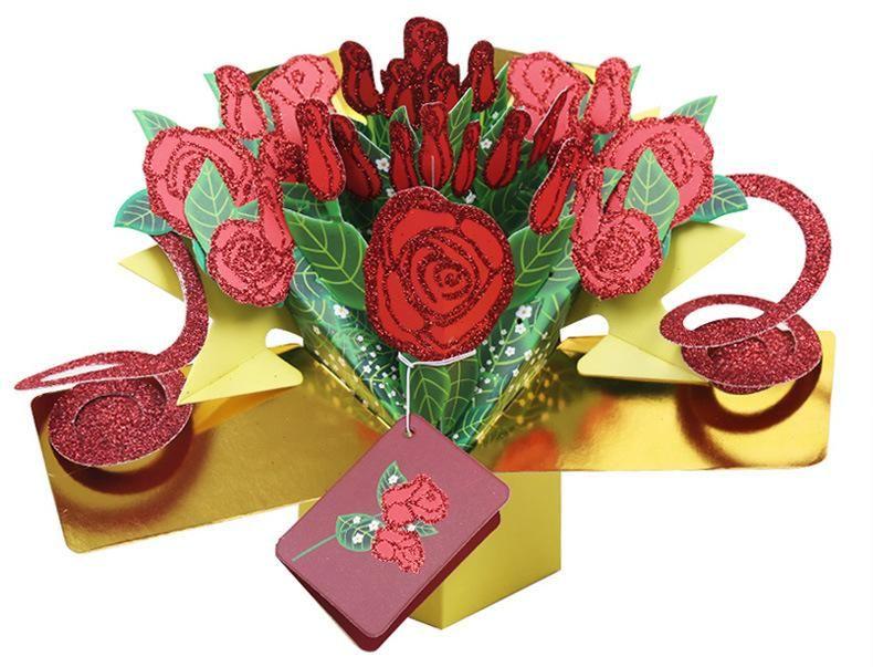 Bouquet of Roses Pop Up Card - Q&T 3D Cards and Envelopes