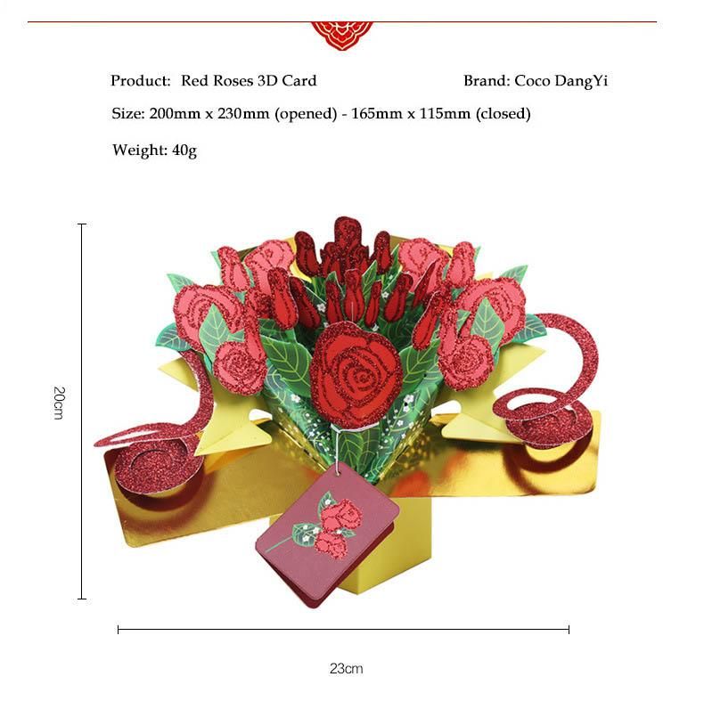 Bouquet of Roses Pop Up Card - Q&T 3D Cards and Envelopes