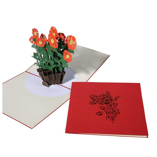 Camellia Flowers Pop Up Card - Q&T 3D Cards and Envelopes