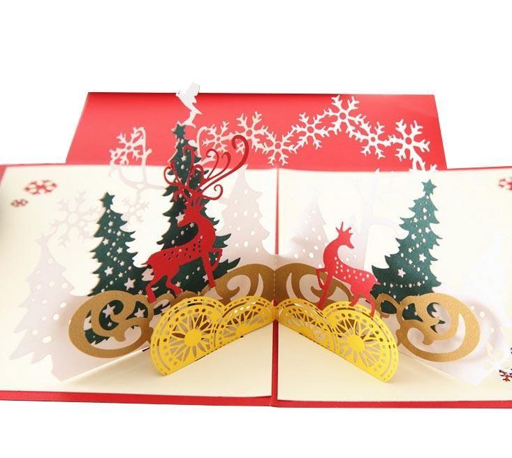 Christmas Card - Red Reindeer Pop Up - Q&T 3D Cards and Envelopes
