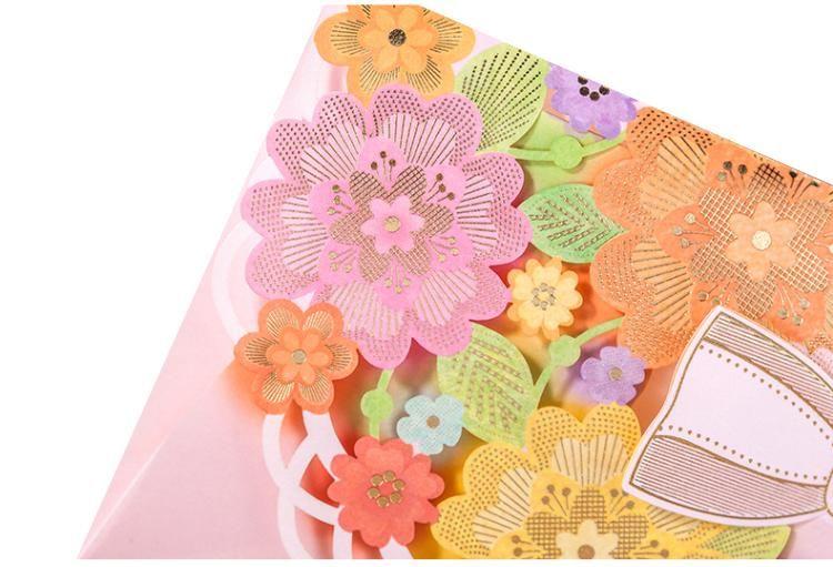 Flower Theme Multi Colour Decorative Money Envelope With Bow - Q&T 3D Cards and Envelopes