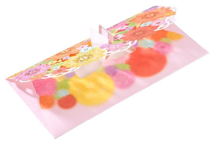 Flower Theme Multi Colour Decorative Money Envelope With Bow - Q&T 3D Cards and Envelopes