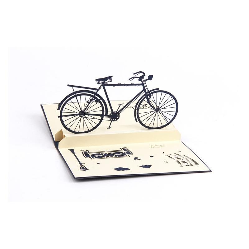 Navy Blue Bicycle Pop Up Card - Q&T 3D Cards and Envelopes