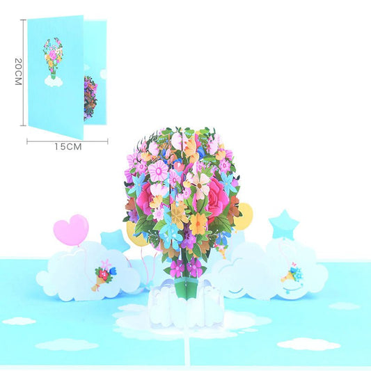 Sky Flowers Pop Up Card - Q&T 3D Cards and Envelopes