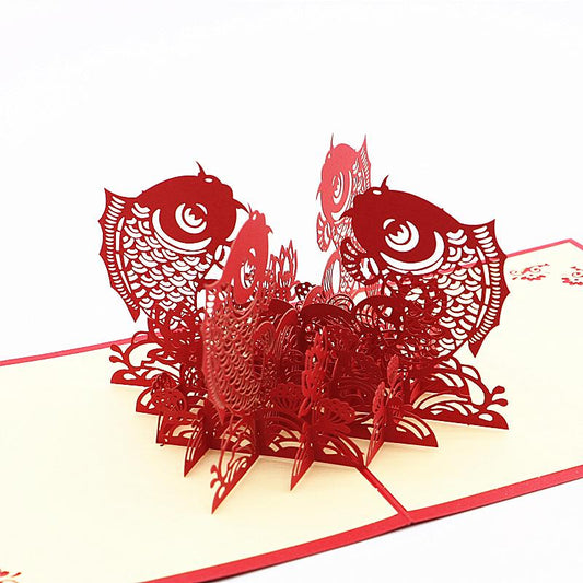 Chinese New Year Pop Up Card, Lunar New Year, Fish Pop Up Card